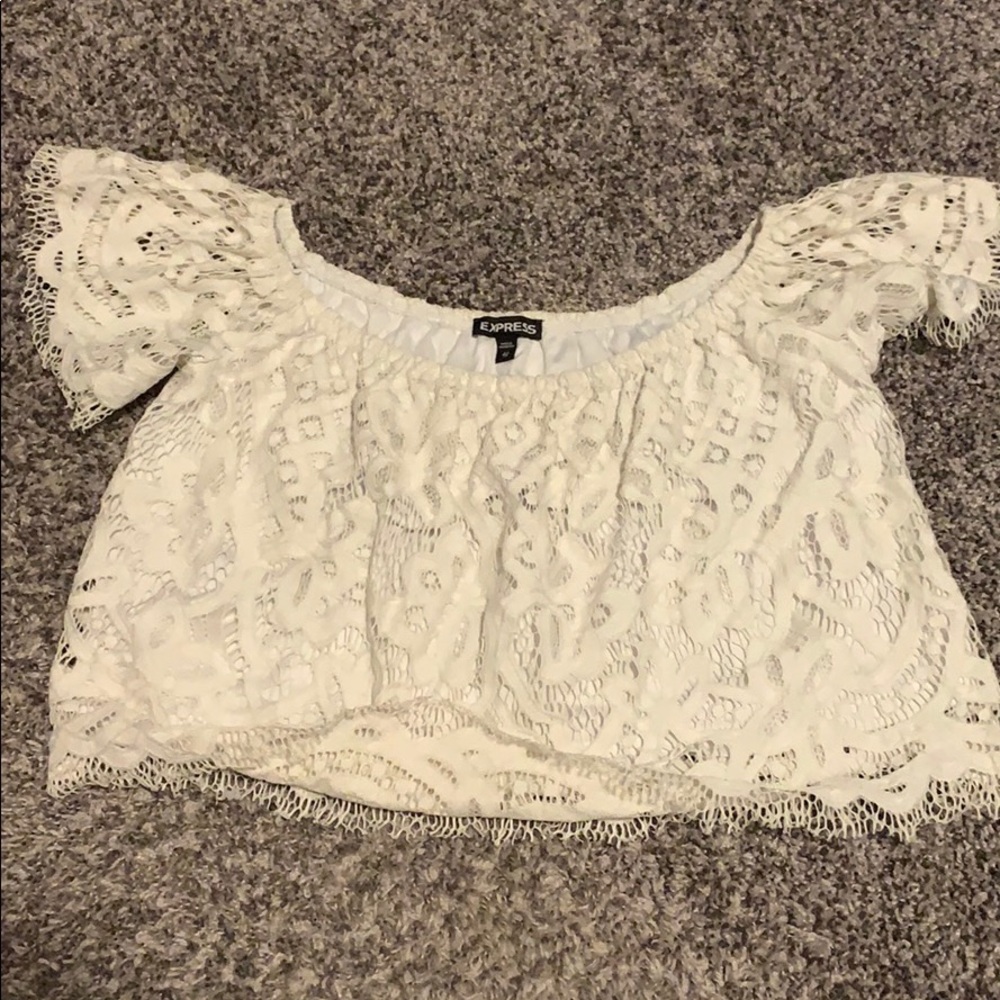 Express white lace crop